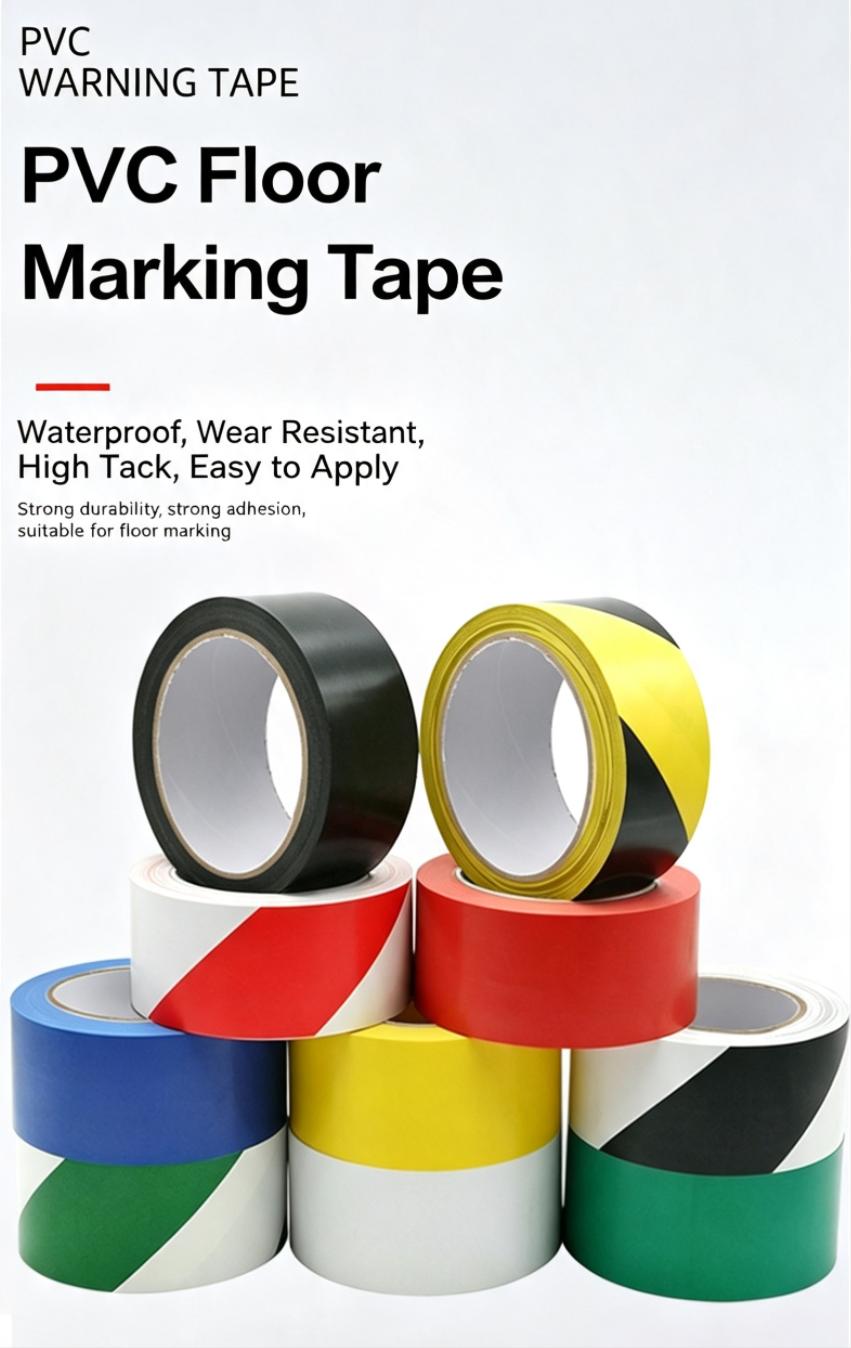  Waterproof Hazard Warning PVC Floor Marking Safety Tape 