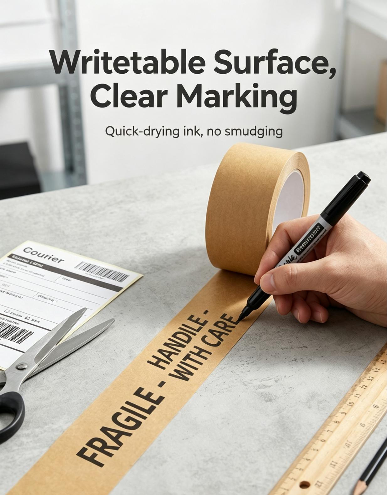 Hand‑Tear Eco‑Friendly Self Adhesive Writeable Brown Kraft Paper Tape
