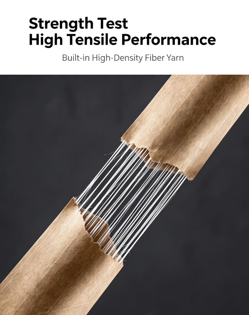 Self Adhesive Waterproof PE Film Laminated Fiber Reinforced Kraft Paper Tape