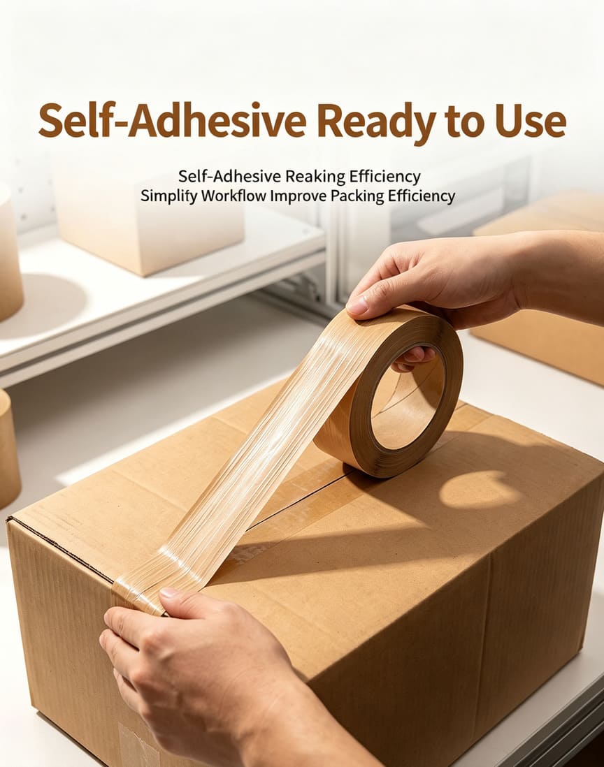 Self Adhesive Waterproof PE Film Laminated Fiber Reinforced Kraft Paper Tape