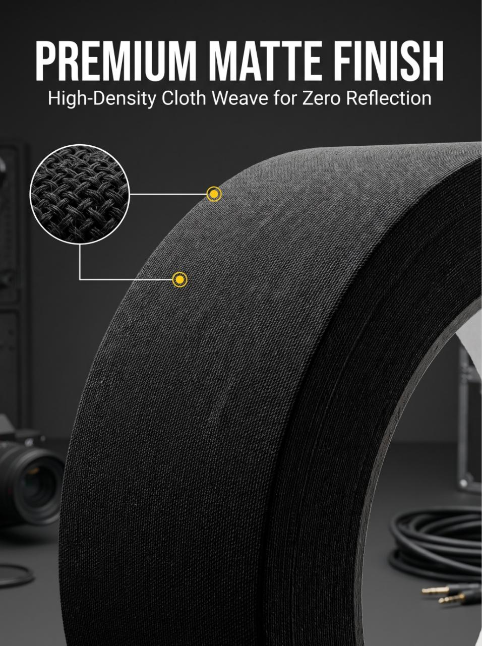 Non‑Reflective Matte Cloth Tape Hand‑Tearable for Stage