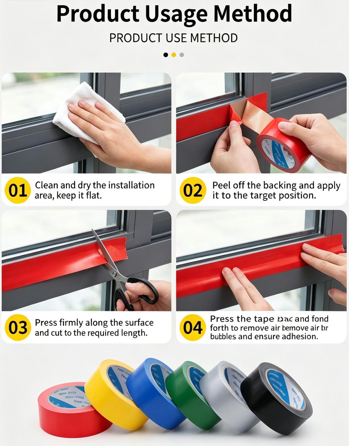Heavy‑Duty Waterproof Gaffer Cloth Duct Tape For Sealing Repairing Bundling Construction