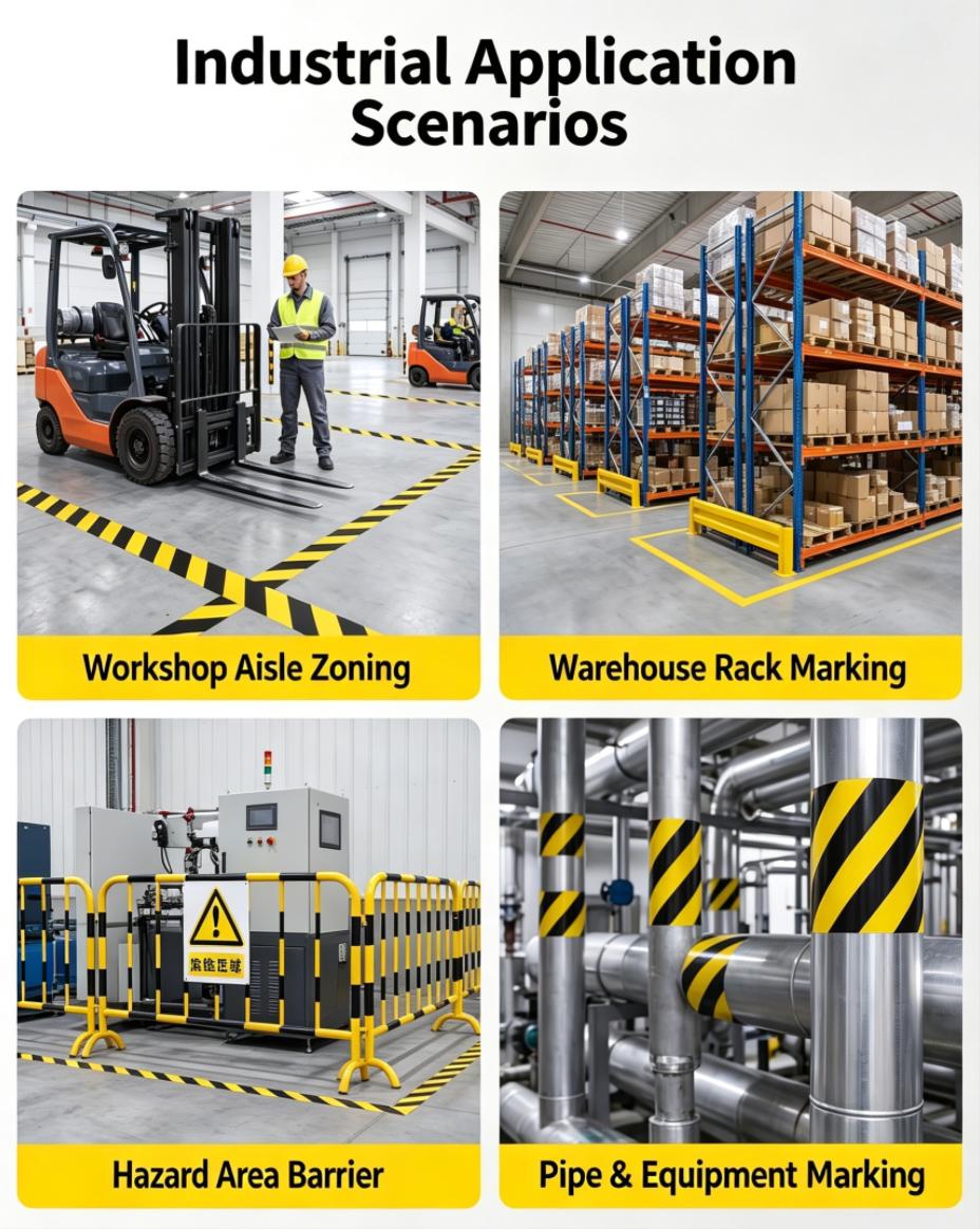 Waterproof Hazard Warning PVC Floor Marking Safety Tape