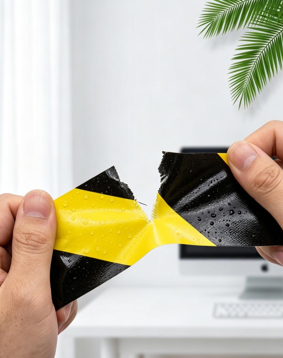 Black Yellow Diagonal Stripe Cloth Duct Warning Tape For Floor Safety Marking