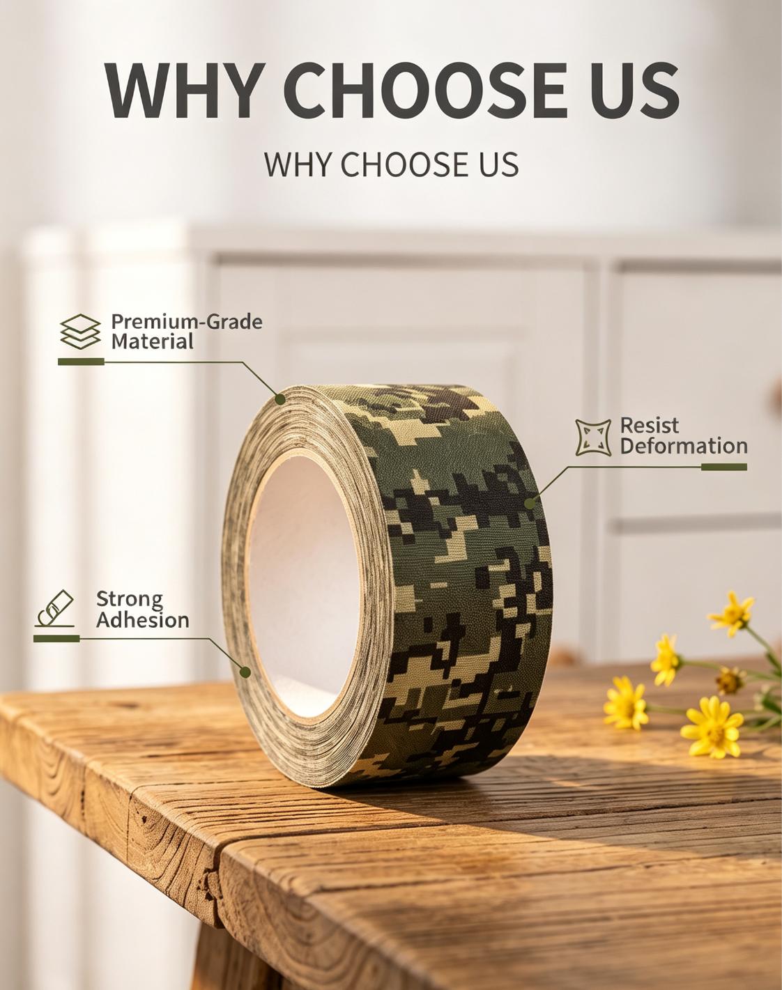 Camouflage Waterproof Hand‑Tear Cloth Tape for Outdoor Hunting Tactical Gear Repair