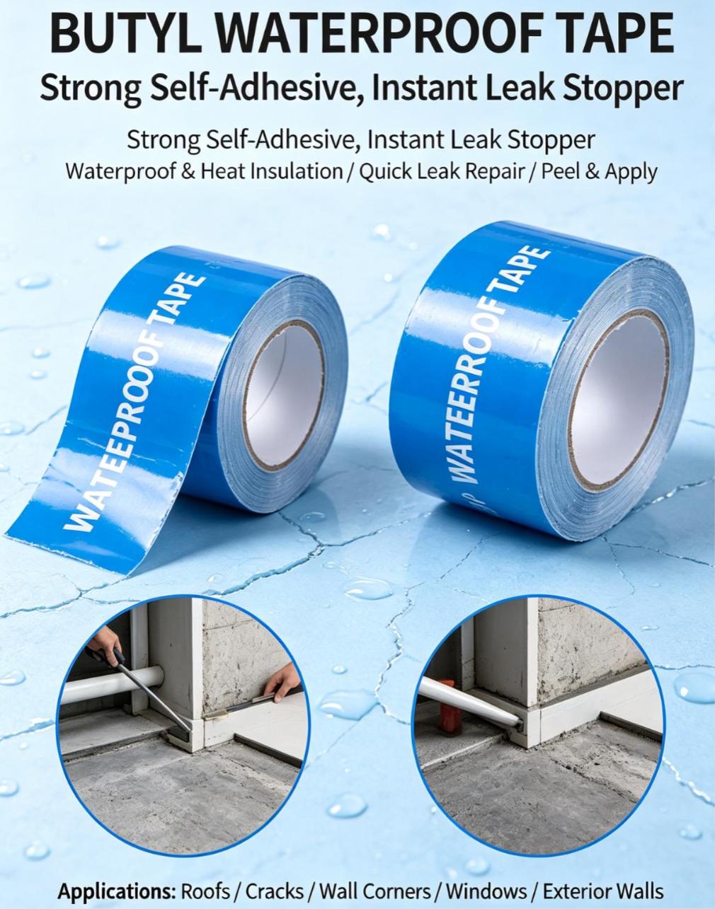 Super Sticky Leak‑Proof Butyl Tape for Roof Cracks, Gutter, Marine Repair