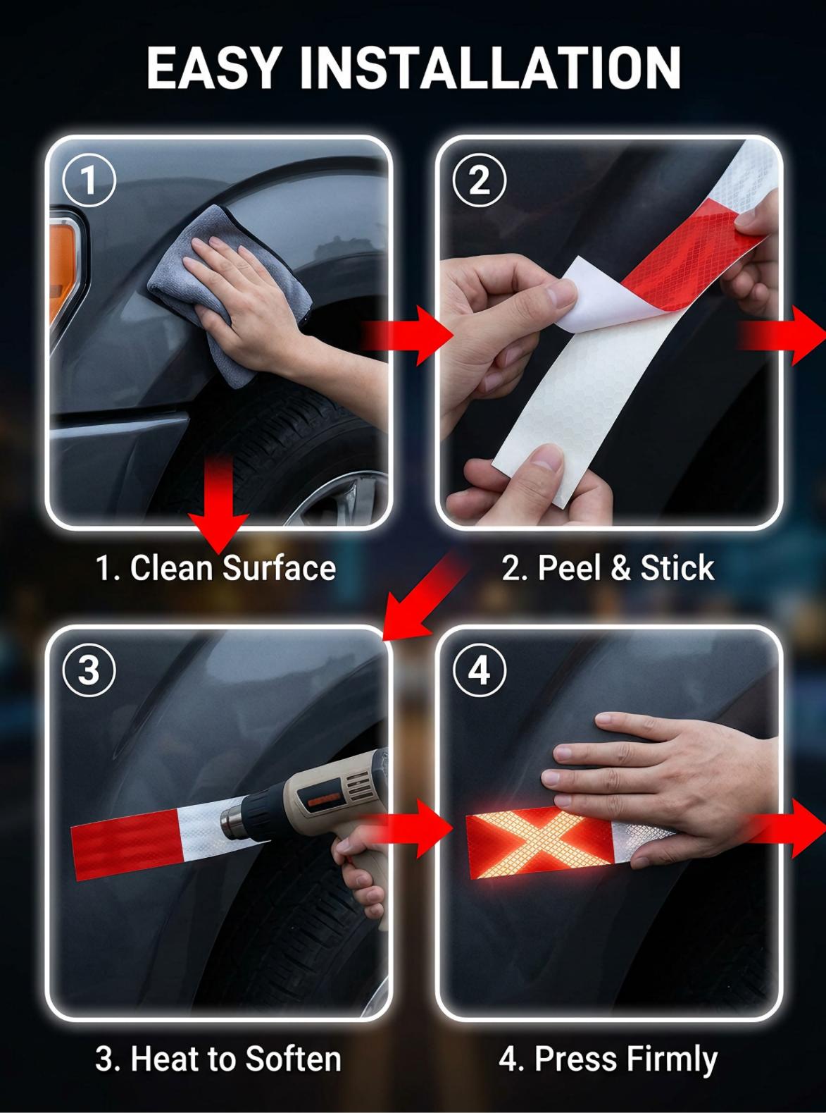  PET Reflective Film Tape Waterproof Durable Safety Warning Reflective Sticker Tape