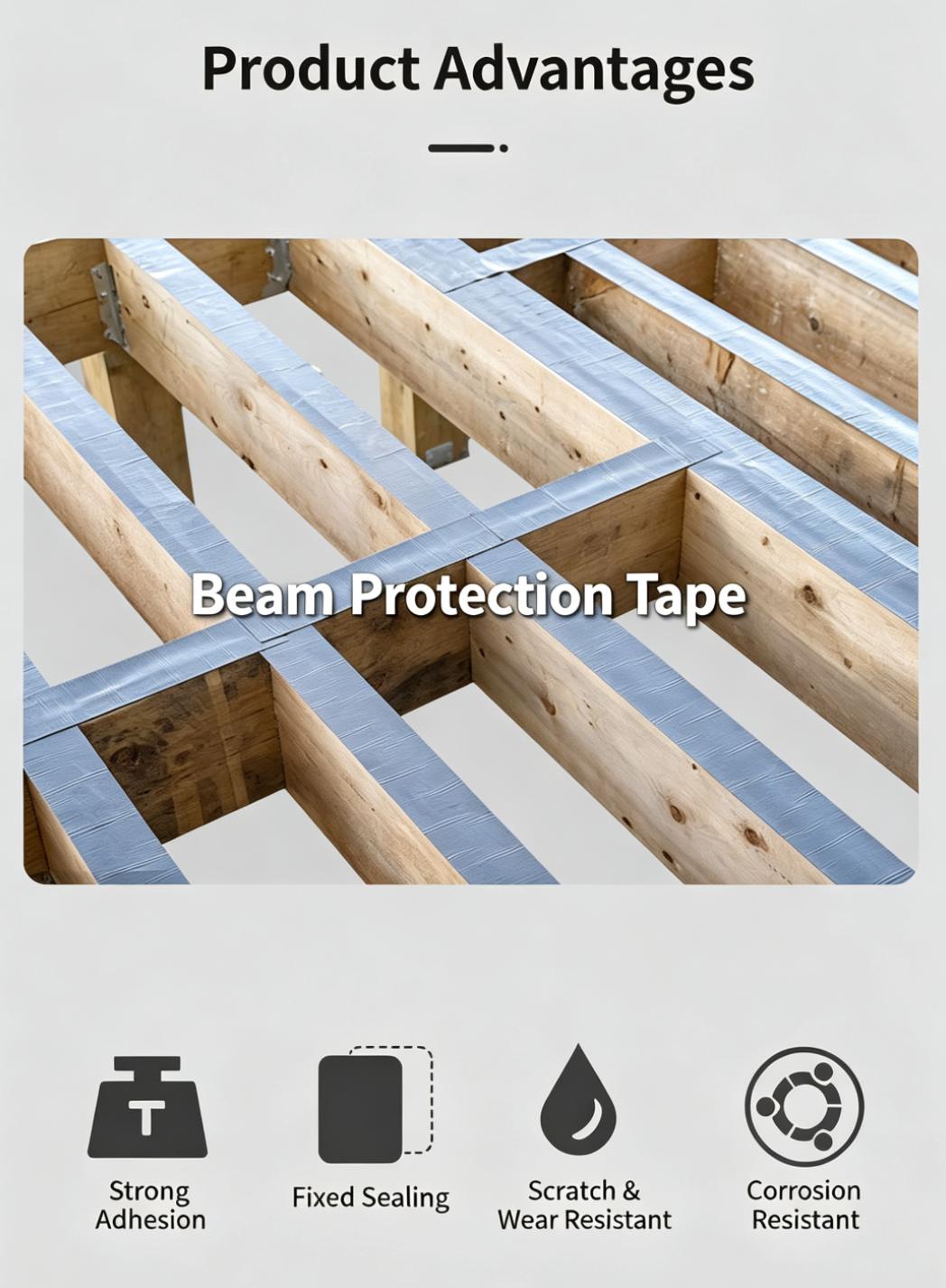 Self‑Adhesive Deck Joist Flashing Tape for Wood Beams Screw Hole Sealing